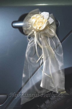 Svatební mašle na kliku Bílá růže 